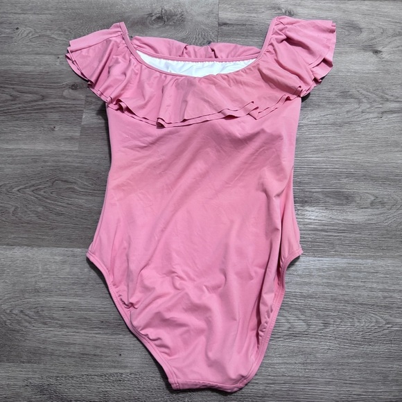 Michael Michael Kors Pink Ruffle One Piece Bathing Suit Swim 12 - Picture 5 of 7